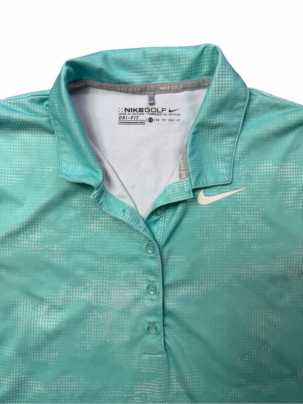 Nike Golf Dri-FIT Women's XS Turquoise Blue White Short Sleeve Polo Shirt - Picture 2 of 7